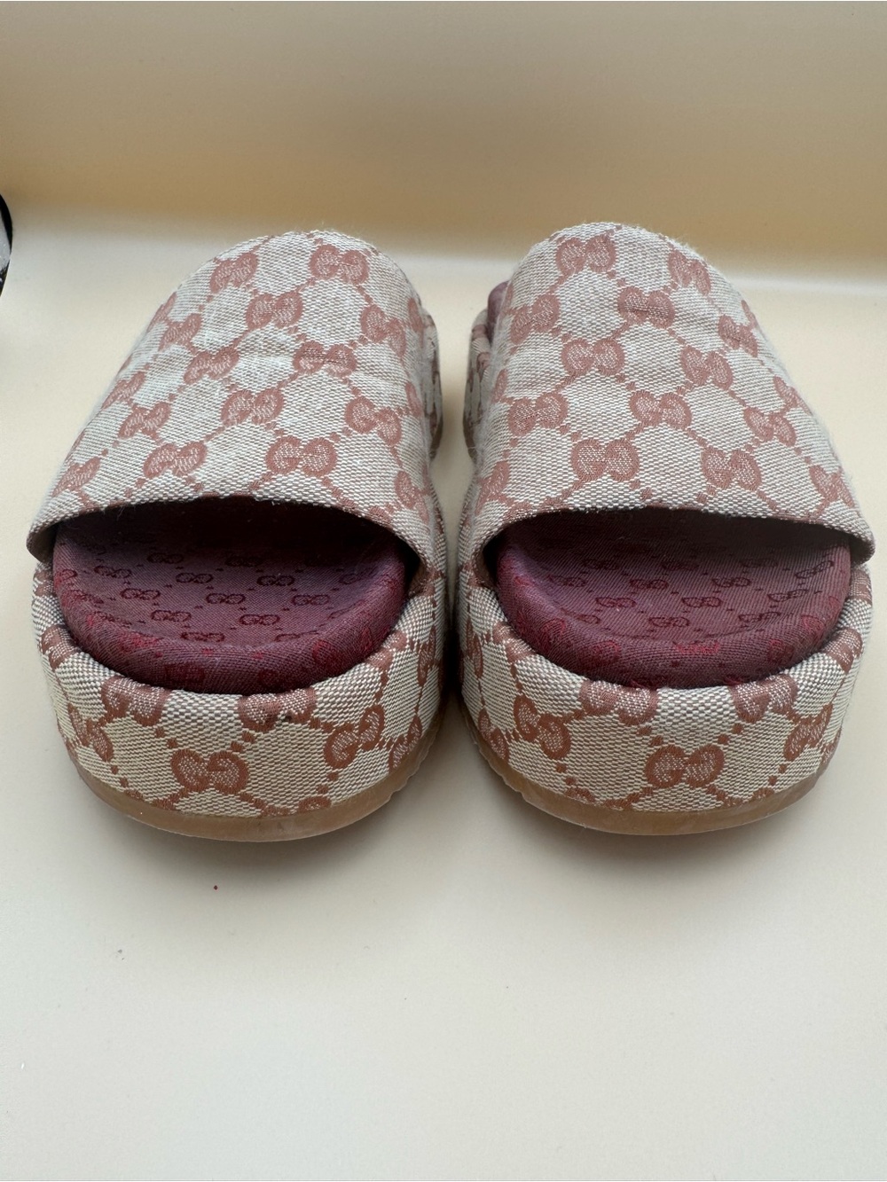 Gucci GG Supreme Platform Sandals EU 40 Canvas Slides - Picture 11 of 15